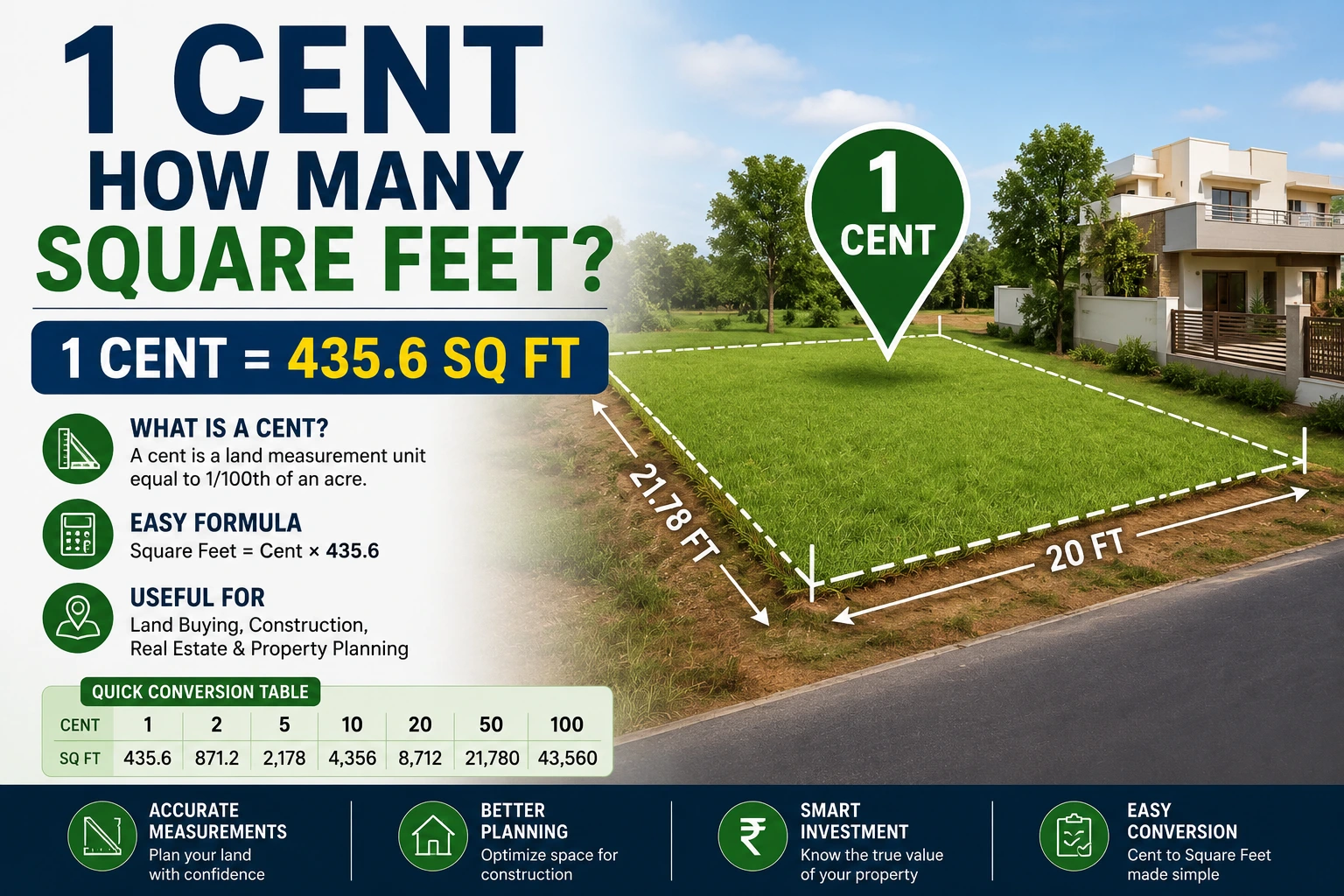Learn 1 cent how many square feet with easy formulas, land conversion charts, examples, and practical property measurement tips.