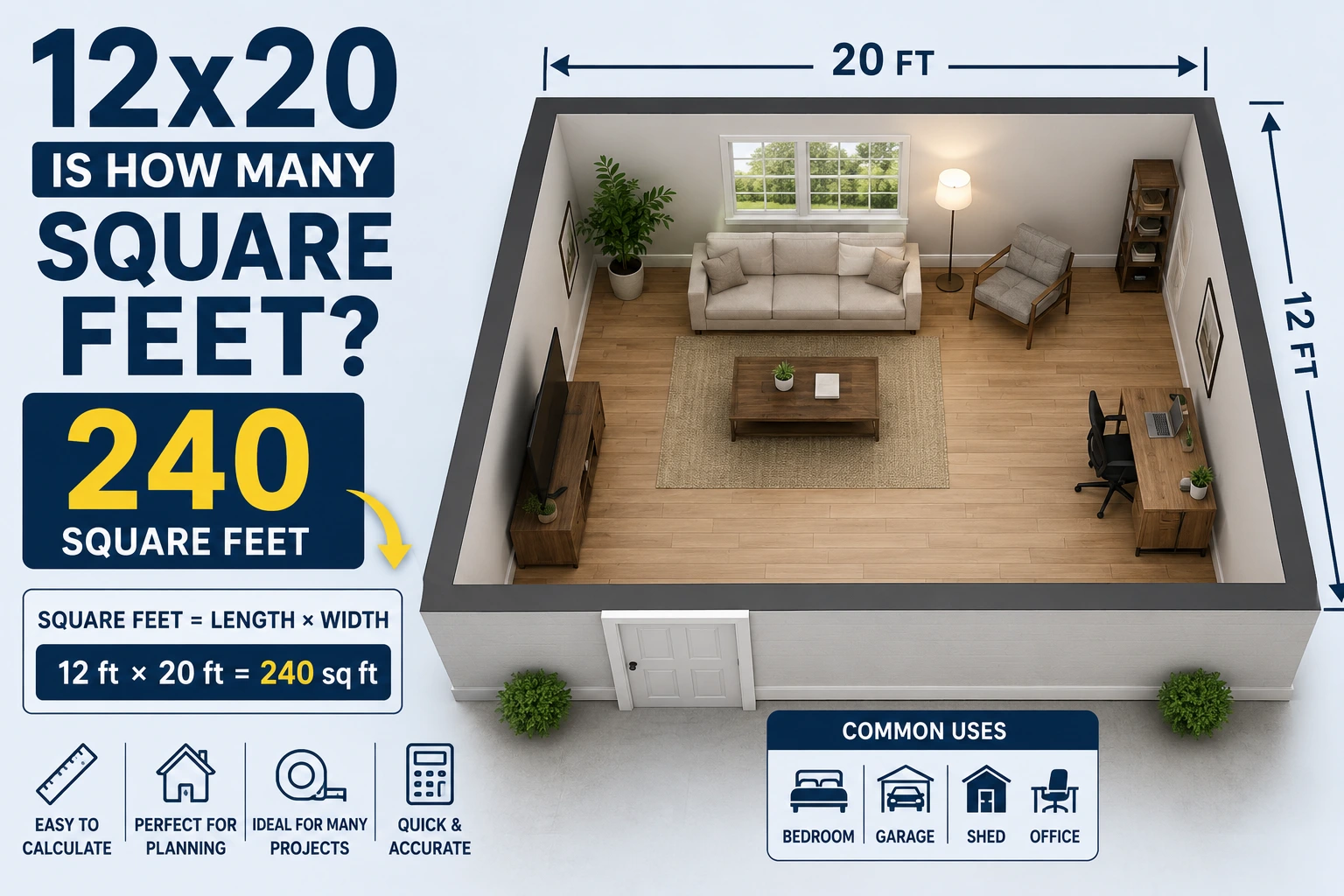 12x20 is how many square feet