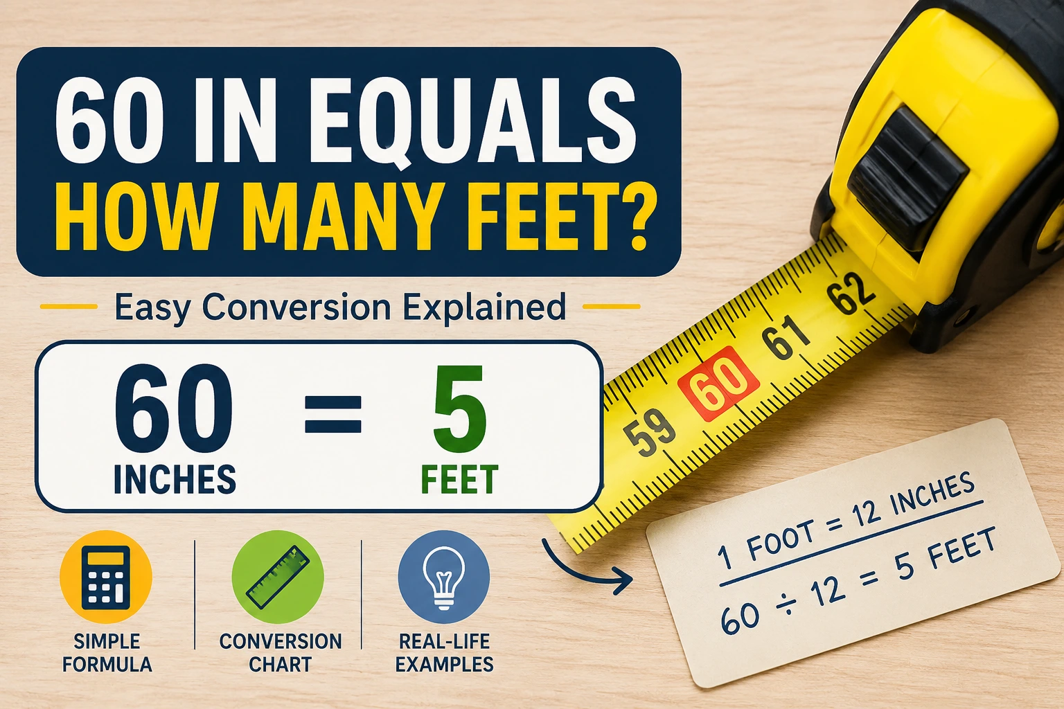 60 in equals how many feet