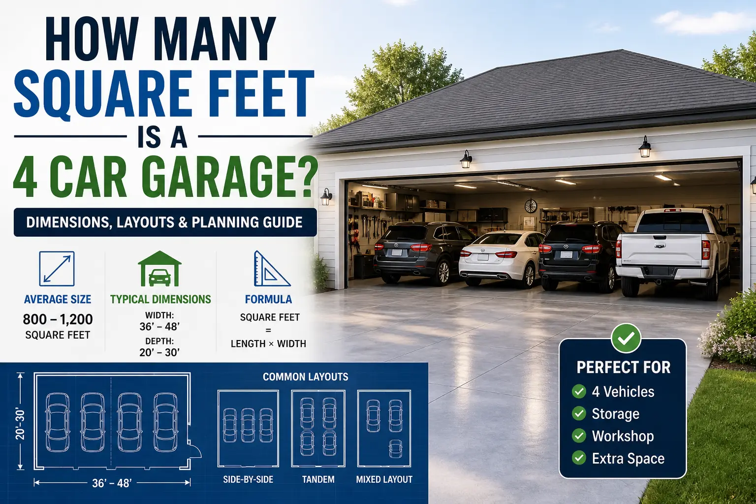How Many Square Feet Is a 4 Car Garage