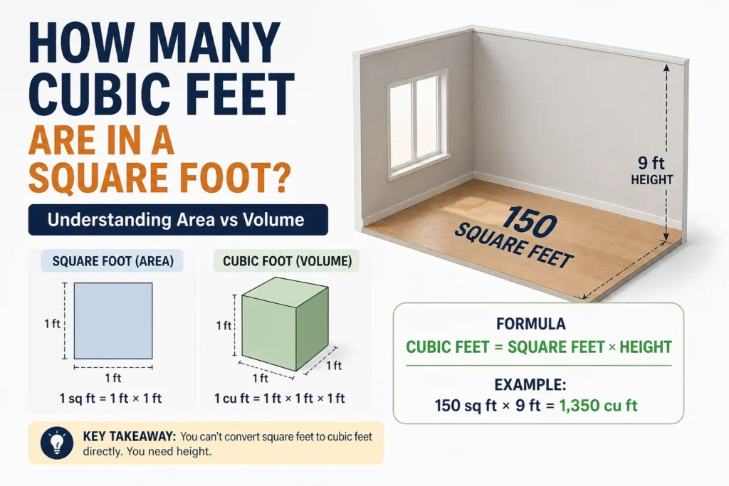 how many cubic feet are in a square foot