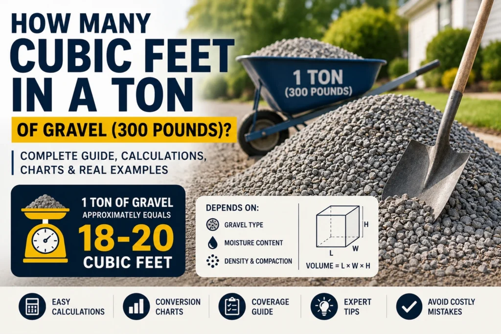 how many cubic feet in a ton of gravel