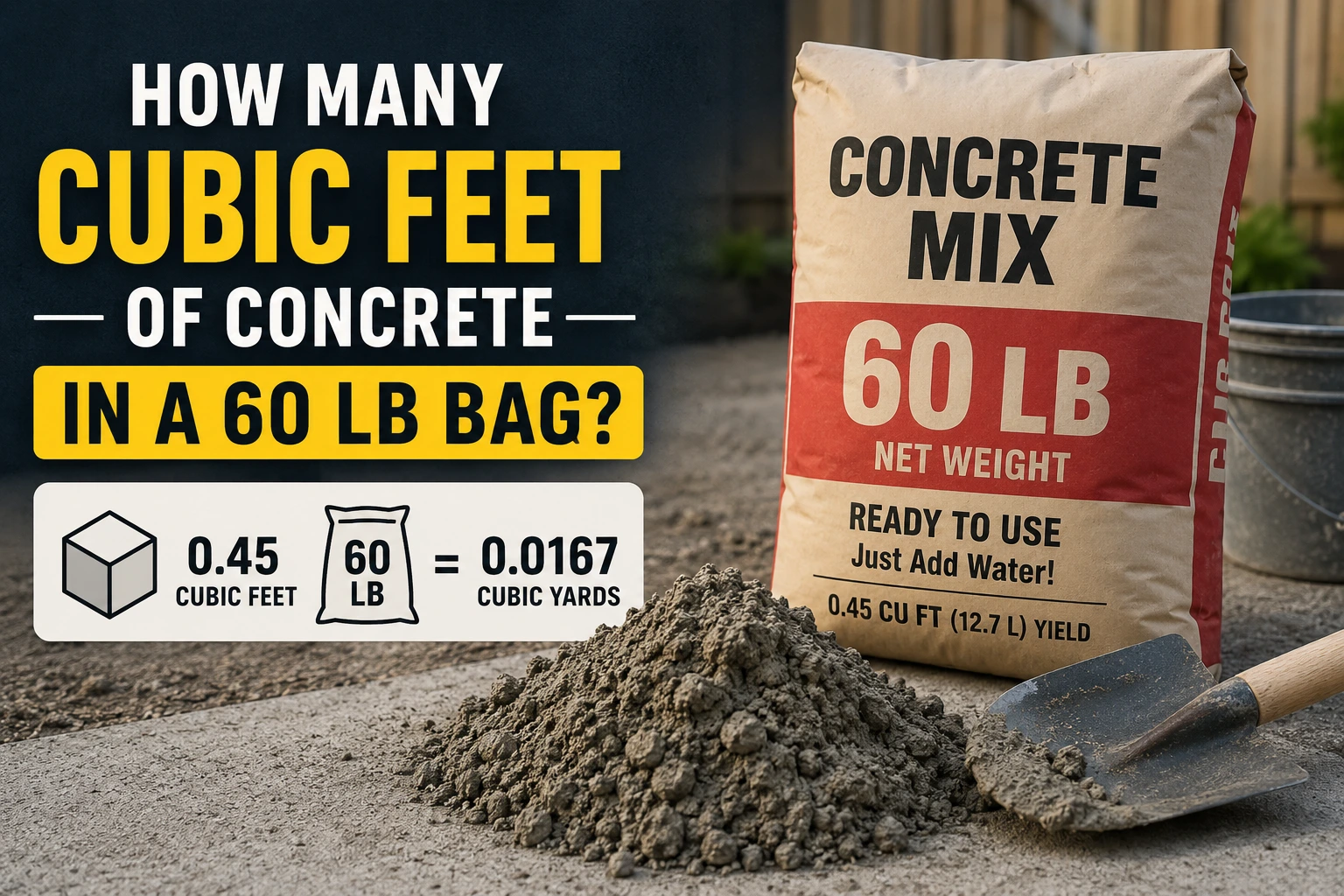 how many cubic feet of concrete in a 60 lb bag