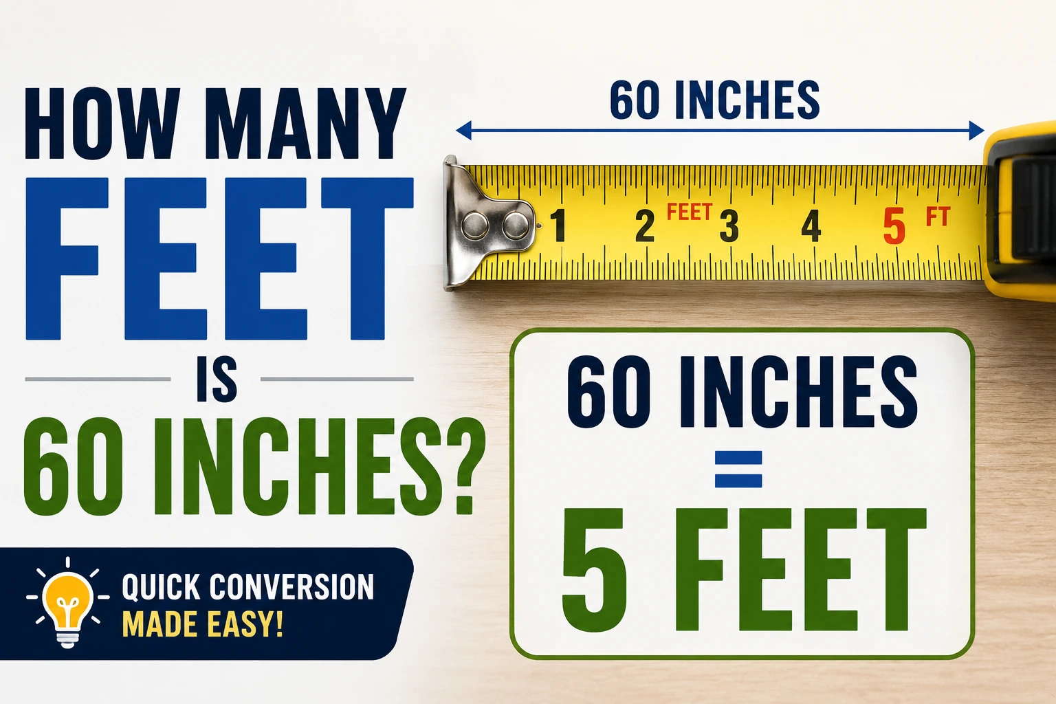 how many feet 60 inches