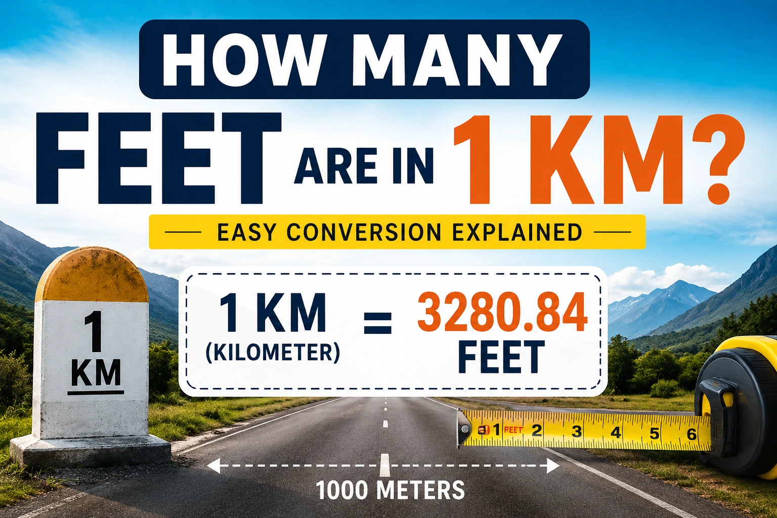how many feet are in 1 km