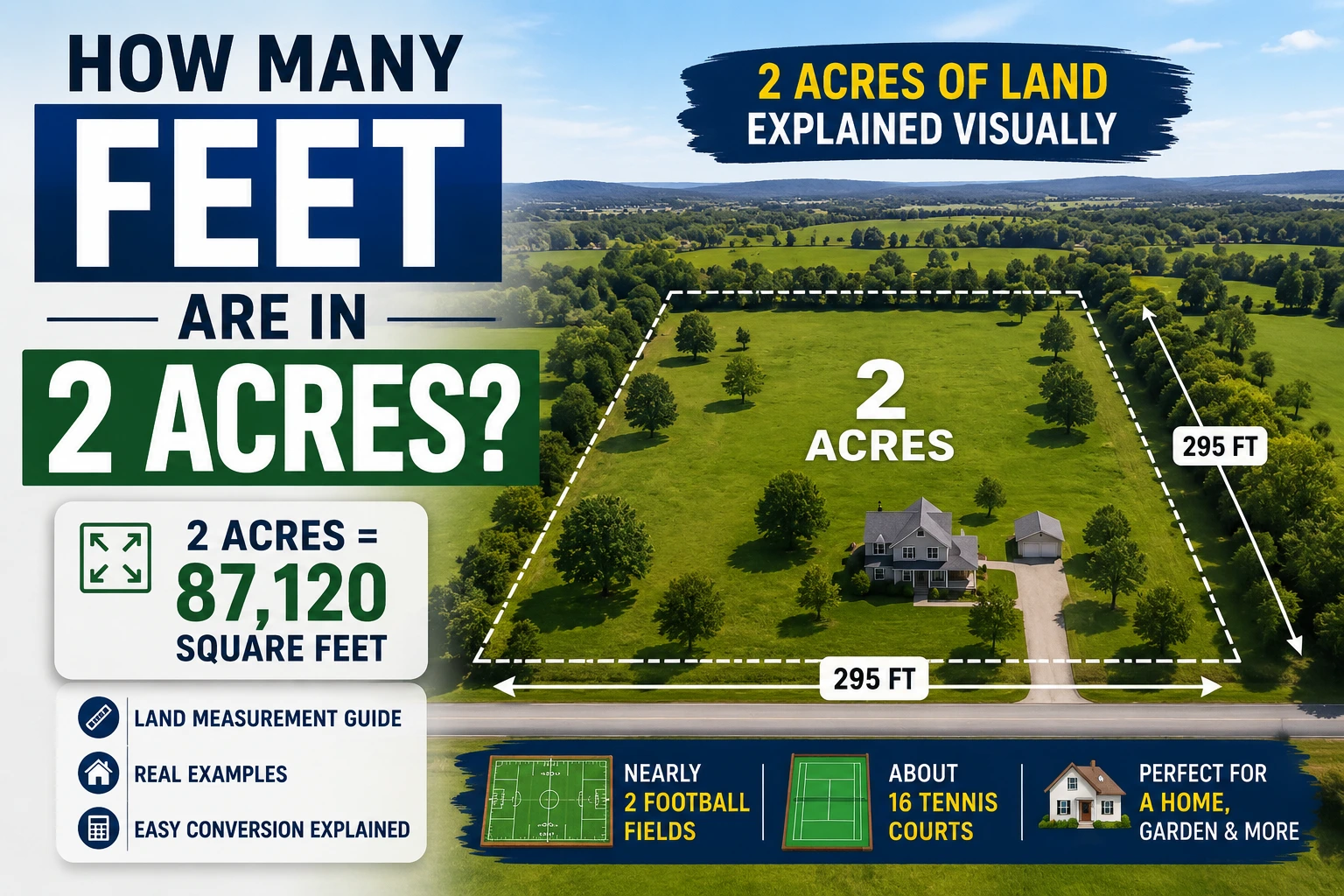 how many feet are in 2 acres
