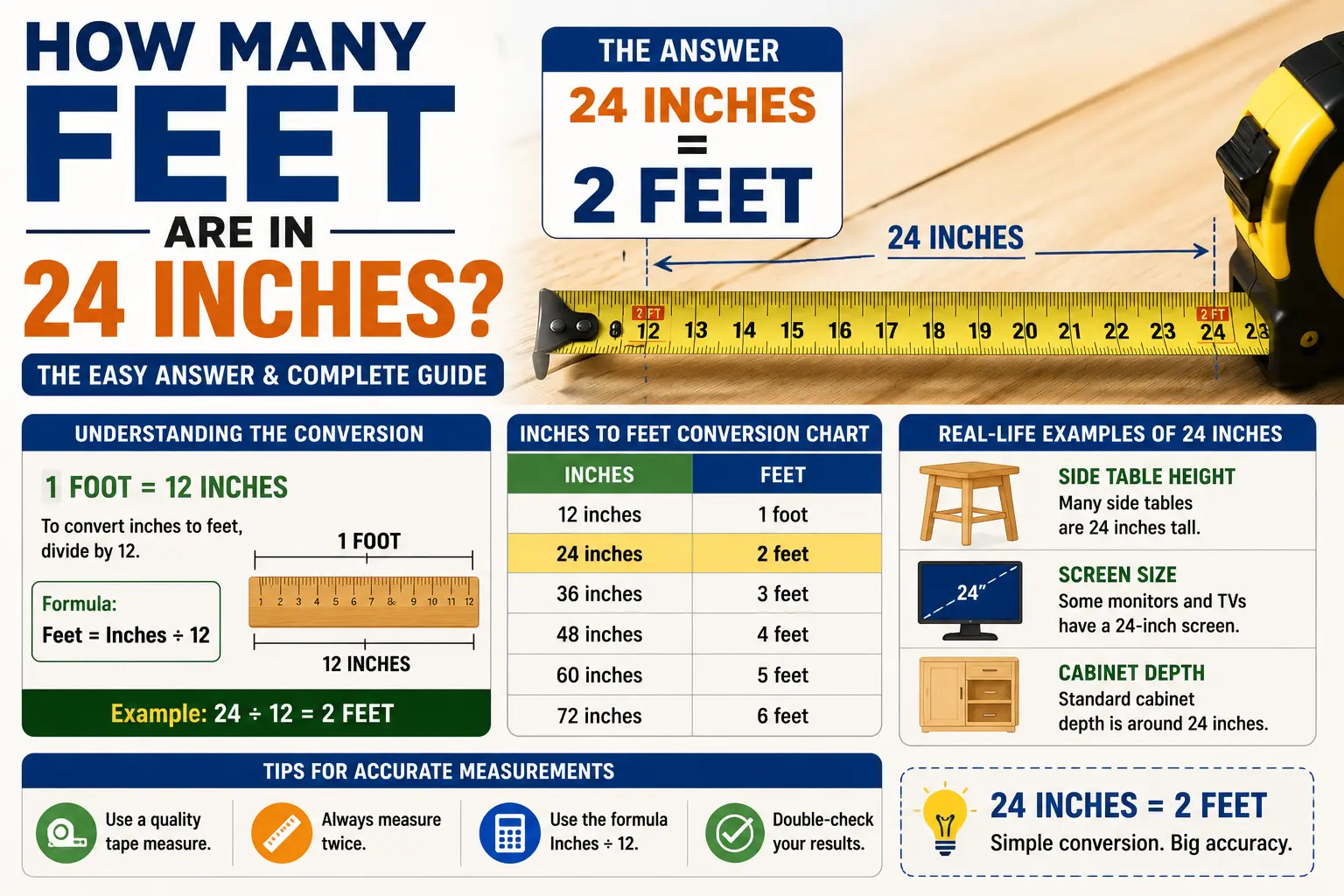 how many feet are in 24 inches