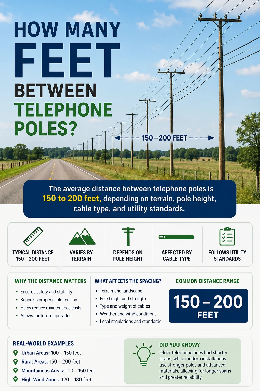 how many feet between telephone poles