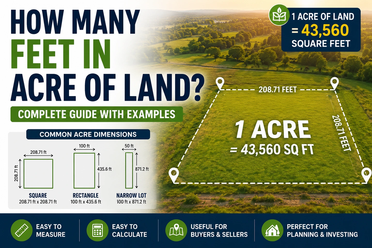 how many feet in acre of land