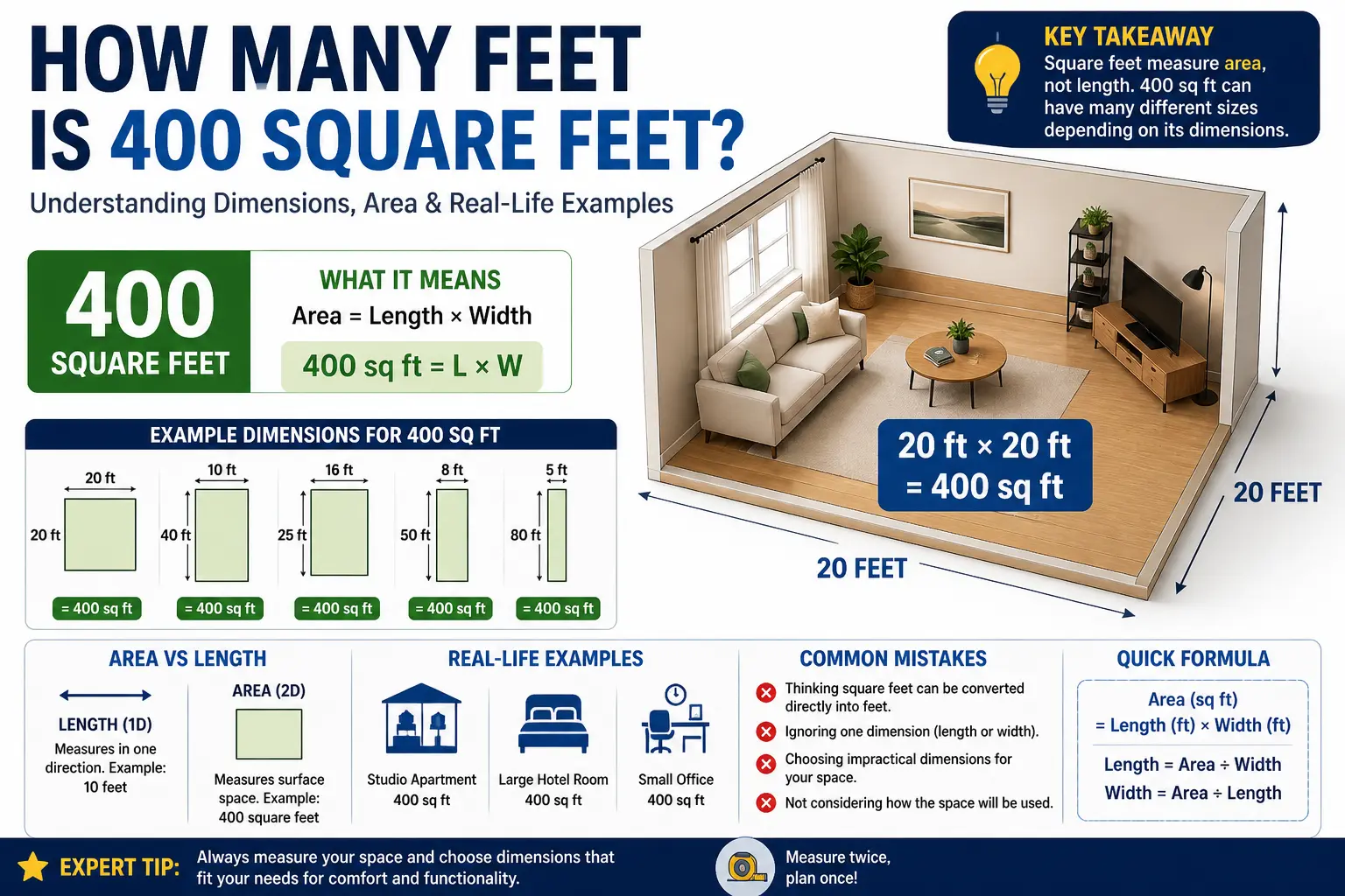 how many feet is 400 square feet