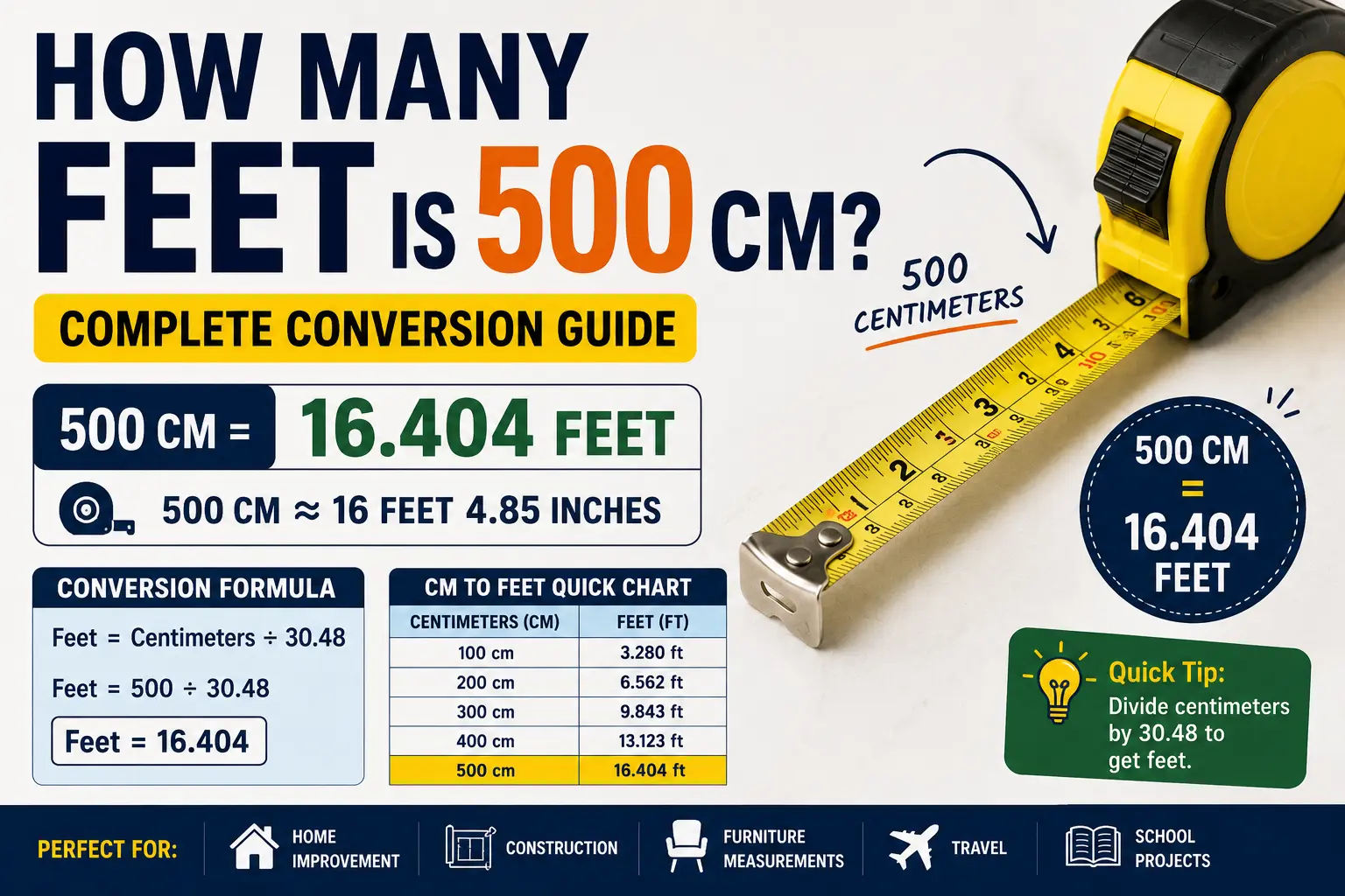 how many feet is 500 cm