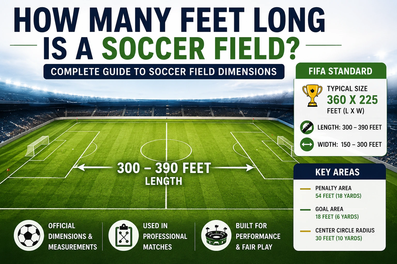 how many feet long is a soccer field