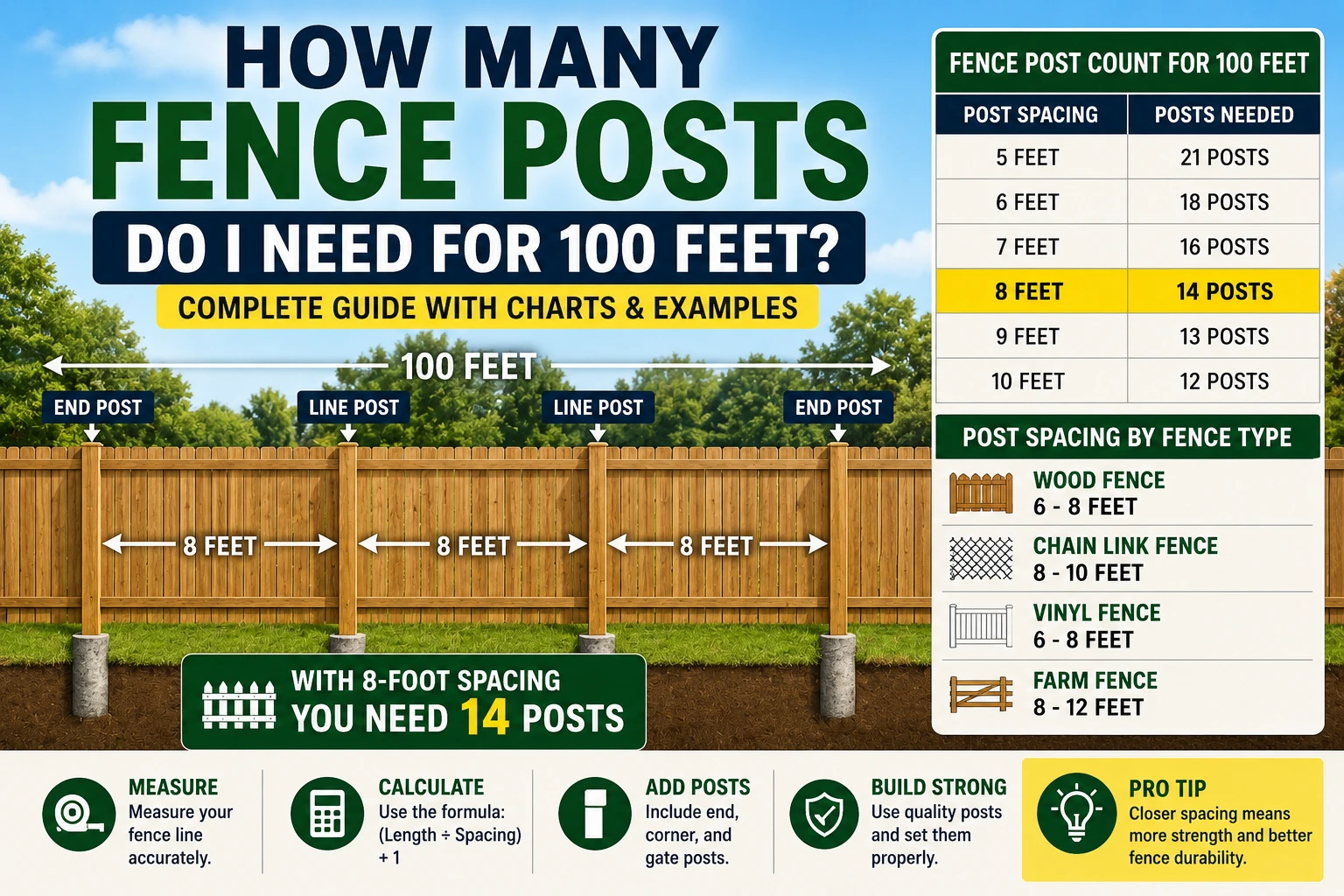 how many fence posts do i need for 100 feet