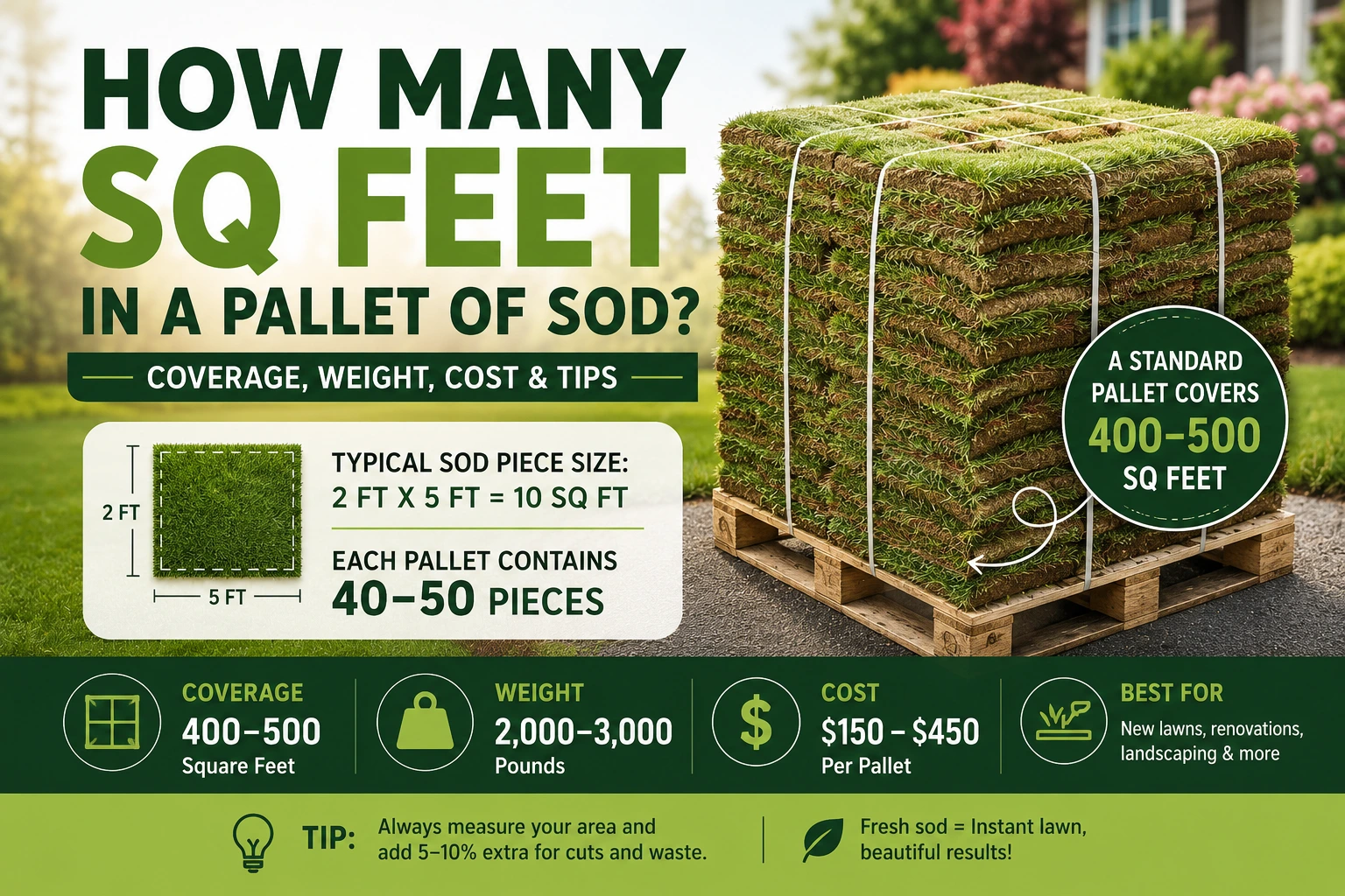 how many sq feet in a pallet of sod