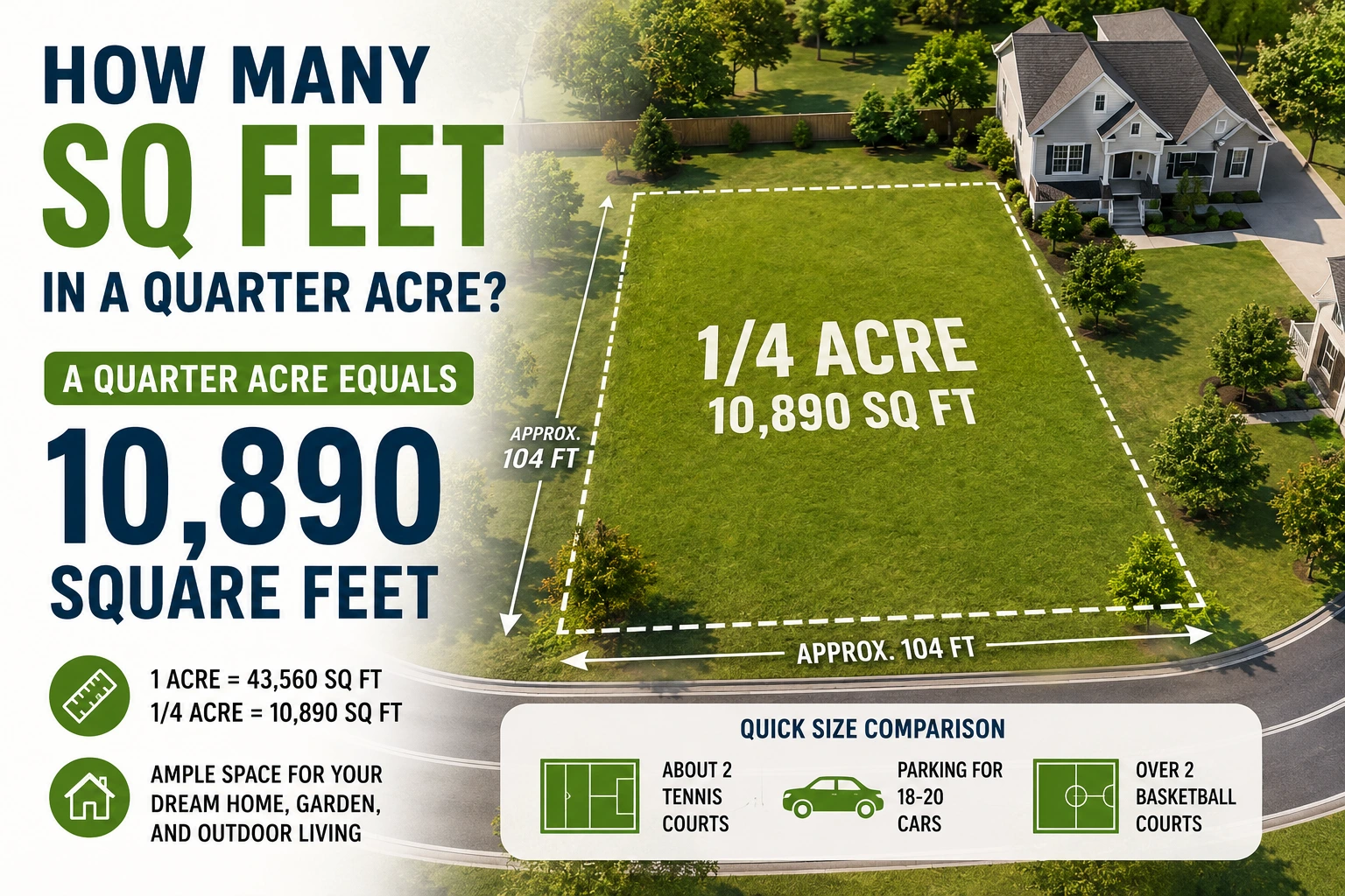 how many sq feet in a quarter acre