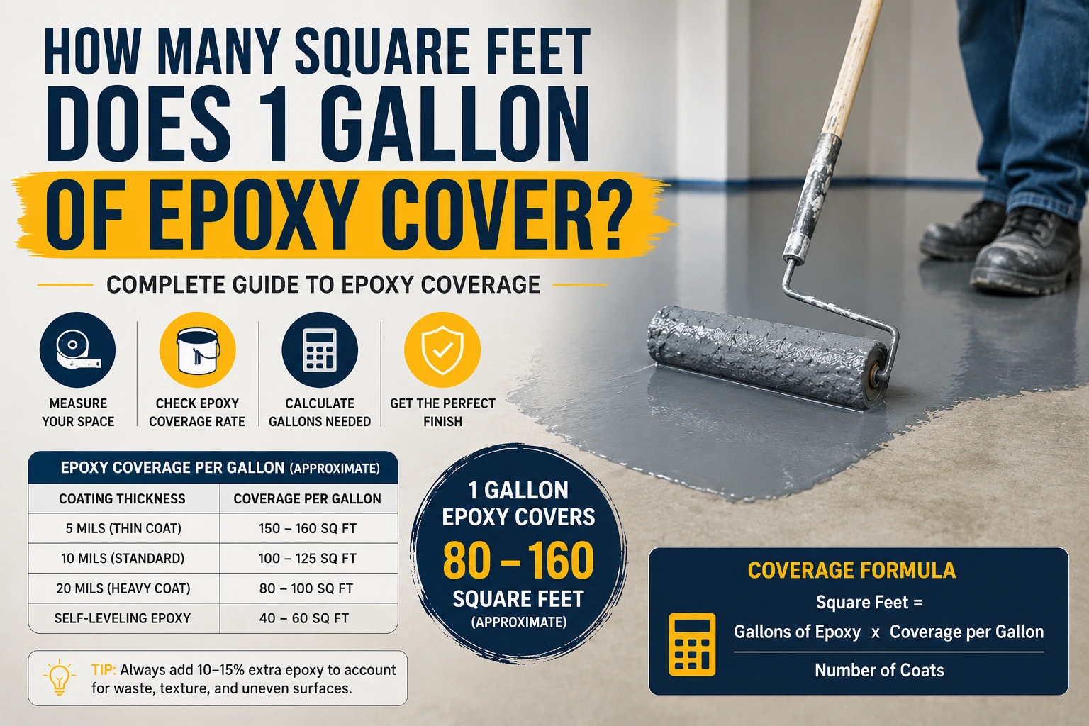 how many square feet does 1 gallon of epoxy cover