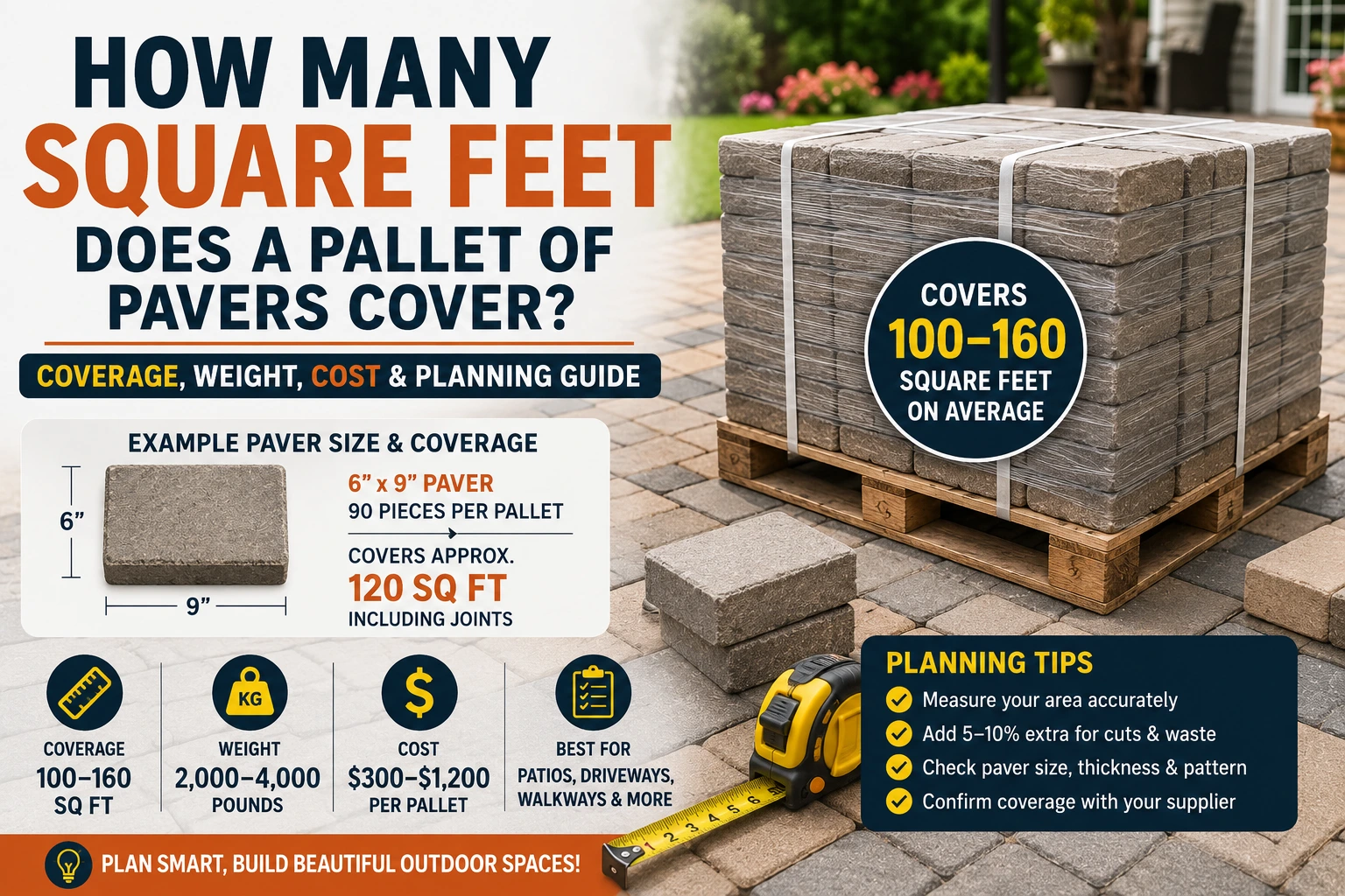 how many square feet does a pallet of pavers cover