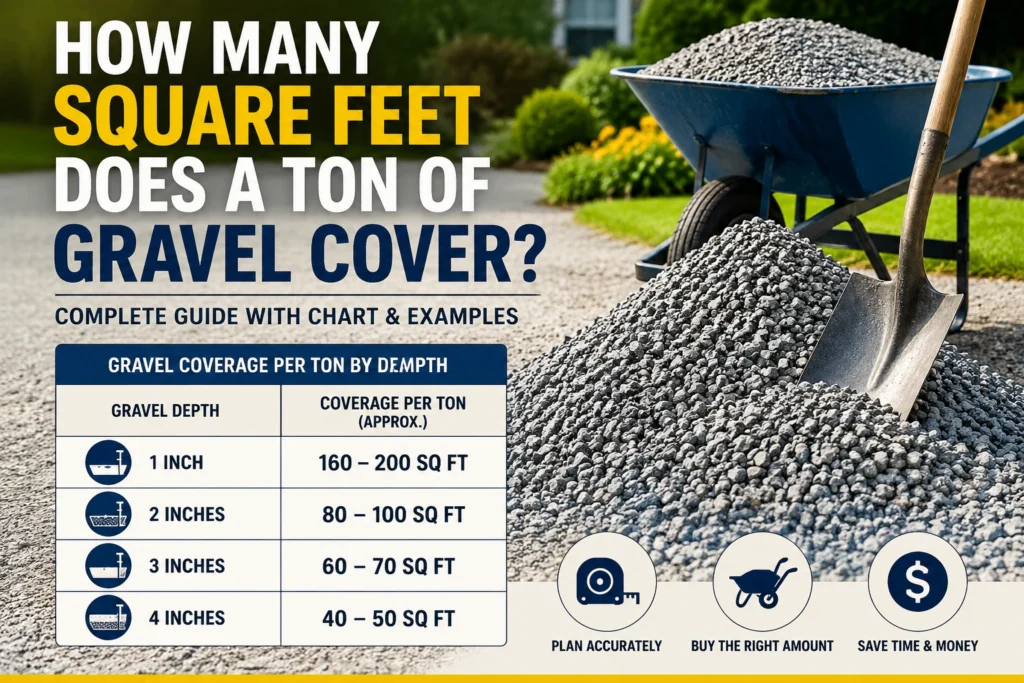 how many square feet does a ton of gravel cover