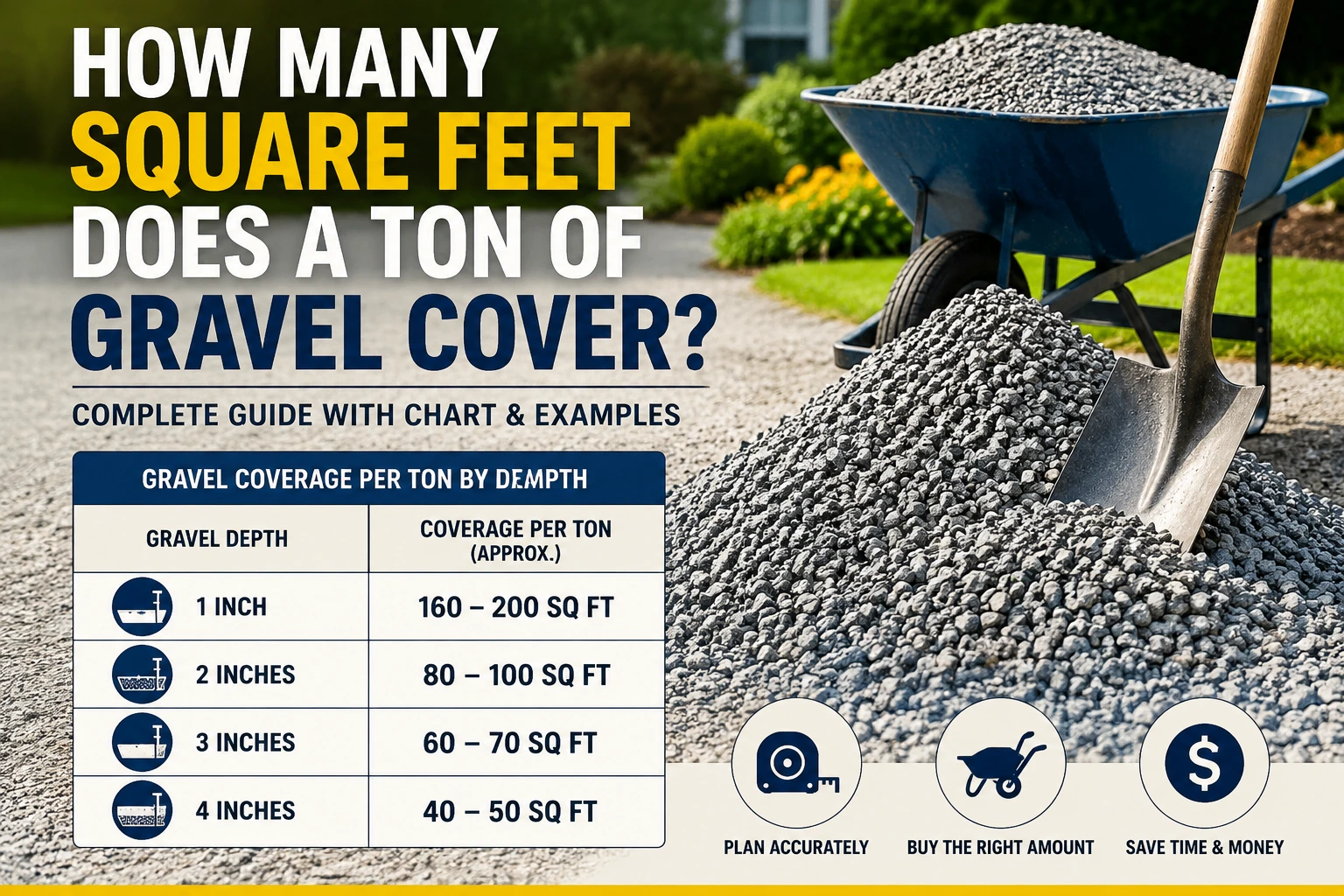how many square feet does a ton of gravel cover