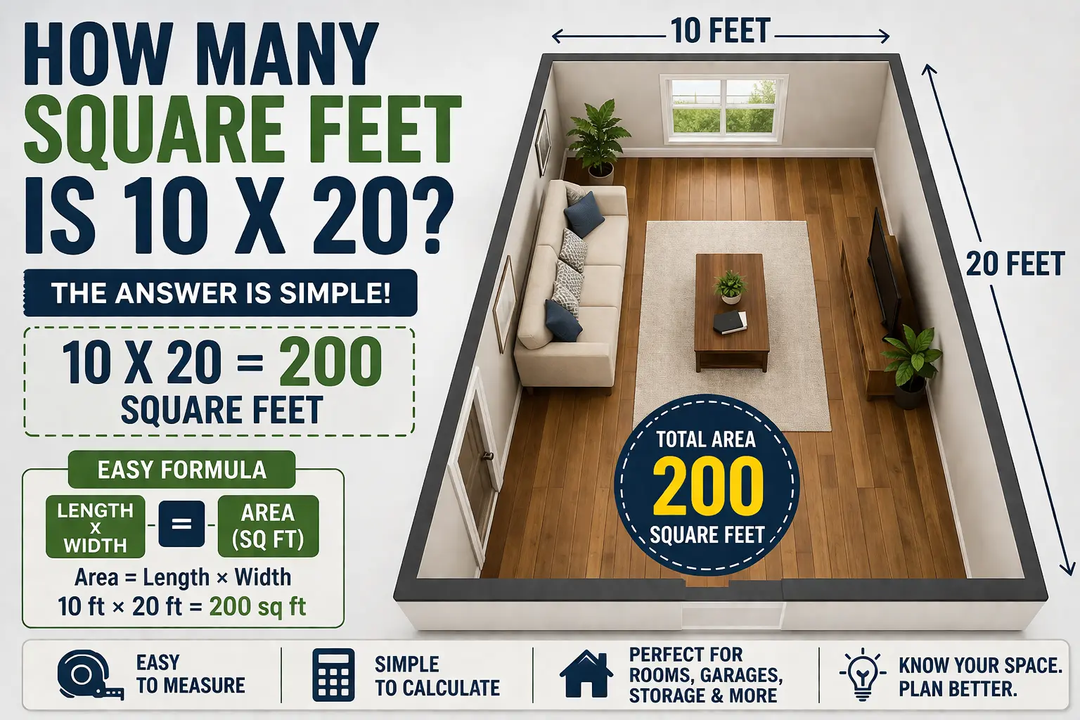 how many square feet is 10 x 20