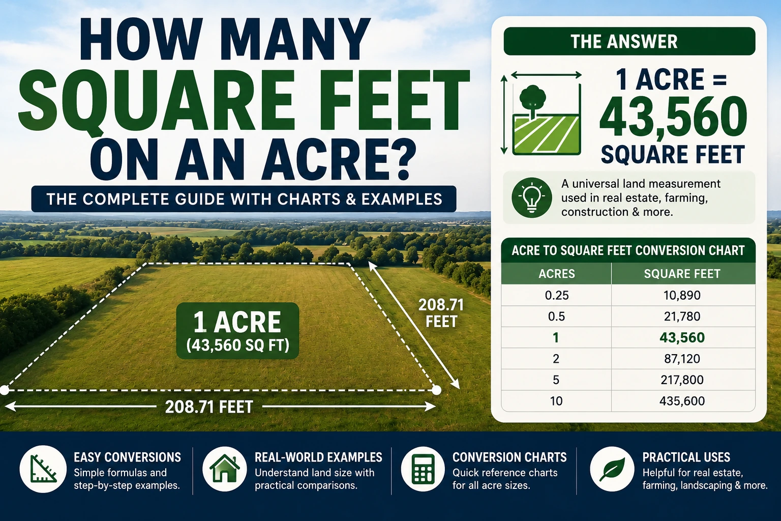 how many square feet on an acre