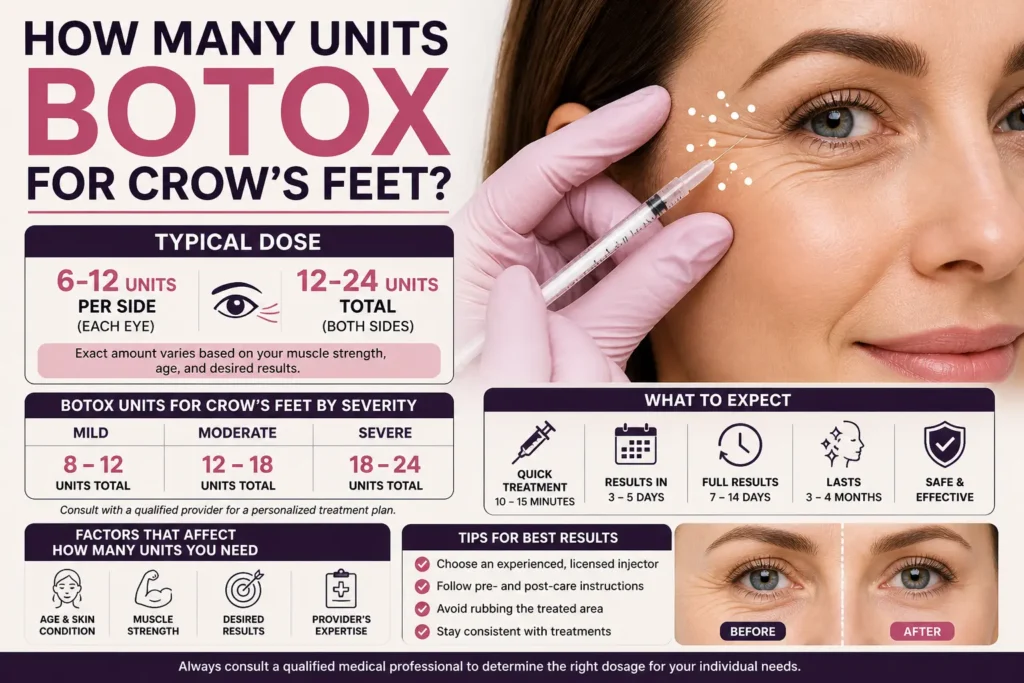how many units botox for crows feet