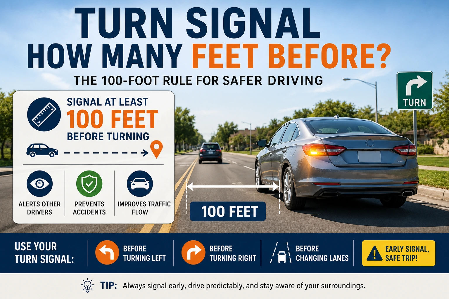 turn signal how many feet before