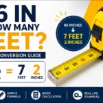 86 in is how many feet