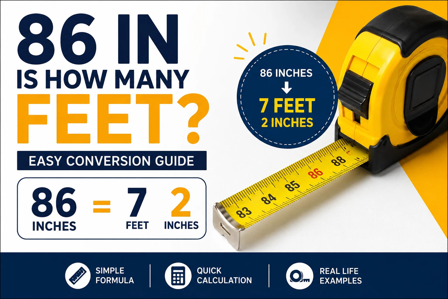 86 in is how many feet