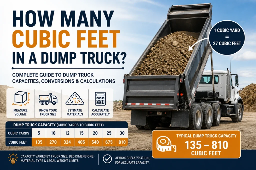 how many cubic feet in a dump truck