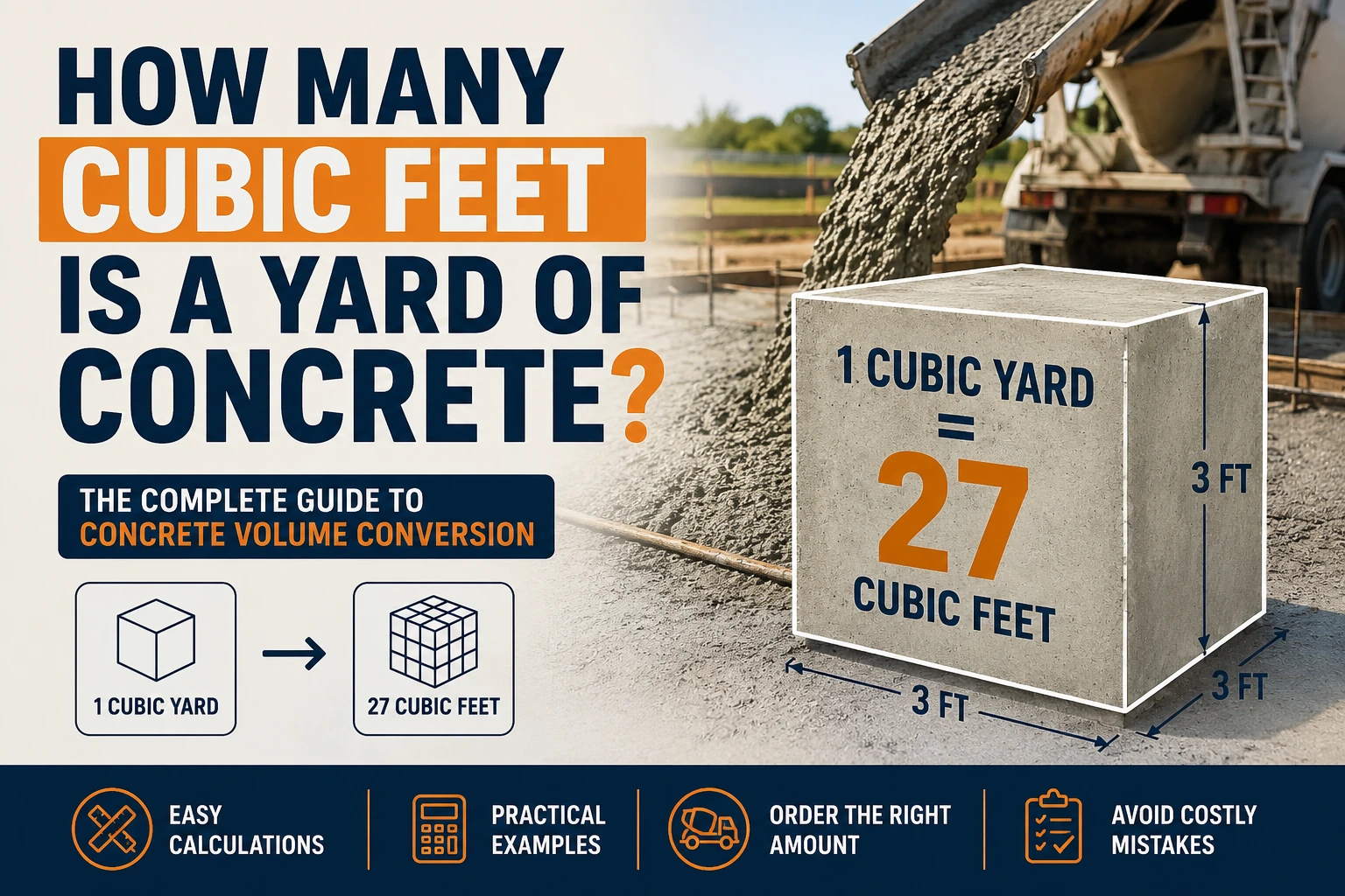 how many cubic feet is a yard of concrete
