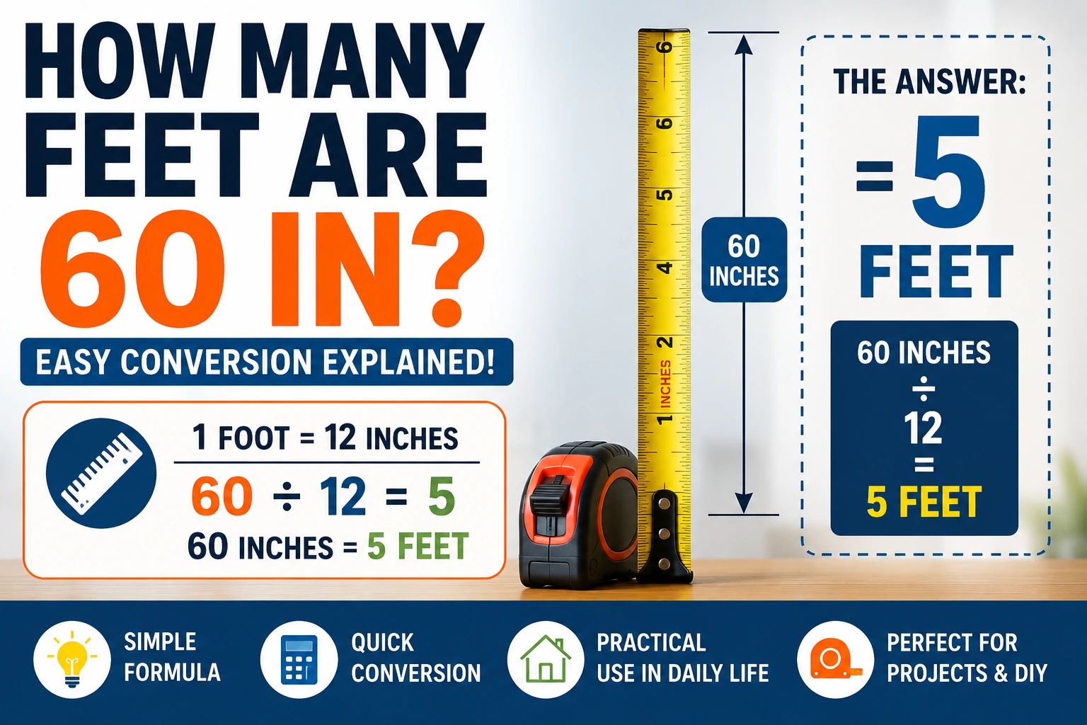 how many feet are 60 in