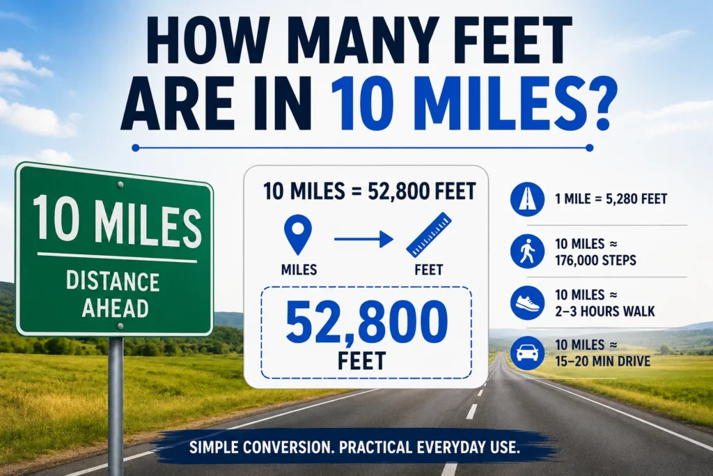 how many feet are in 10 miles