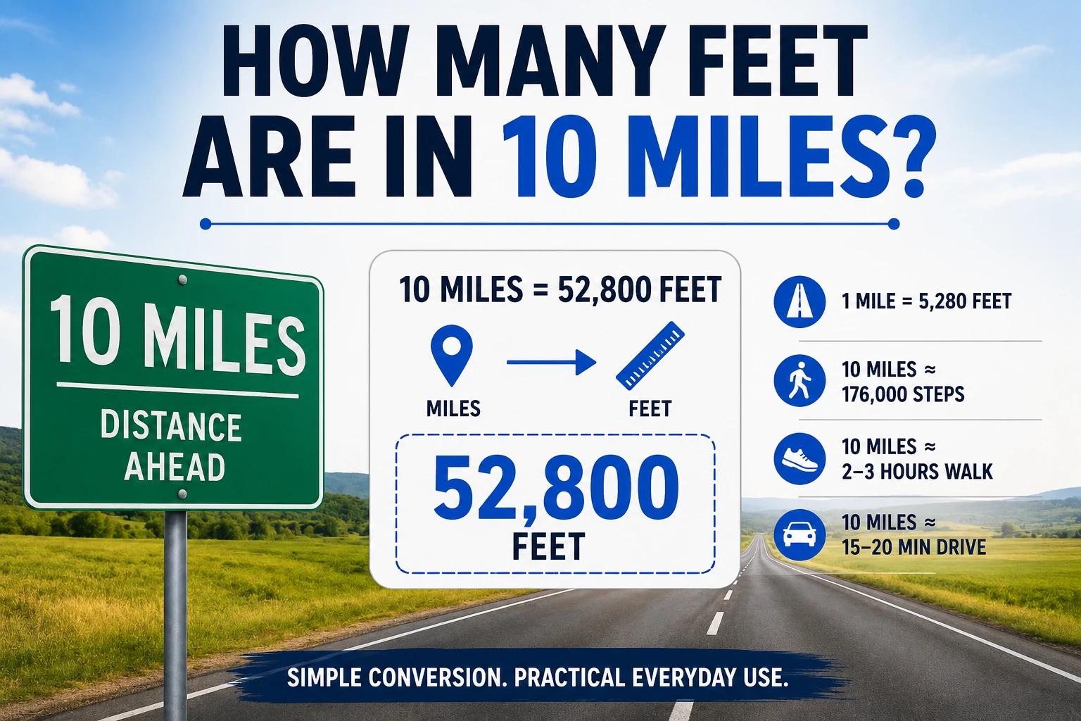 how many feet are in 10 miles