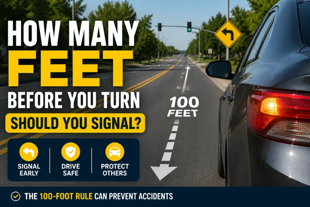 how many feet before you turn should you signal