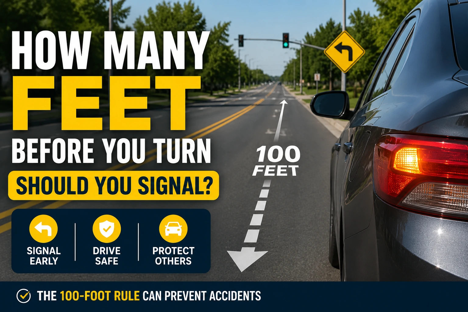 how many feet before you turn should you signal