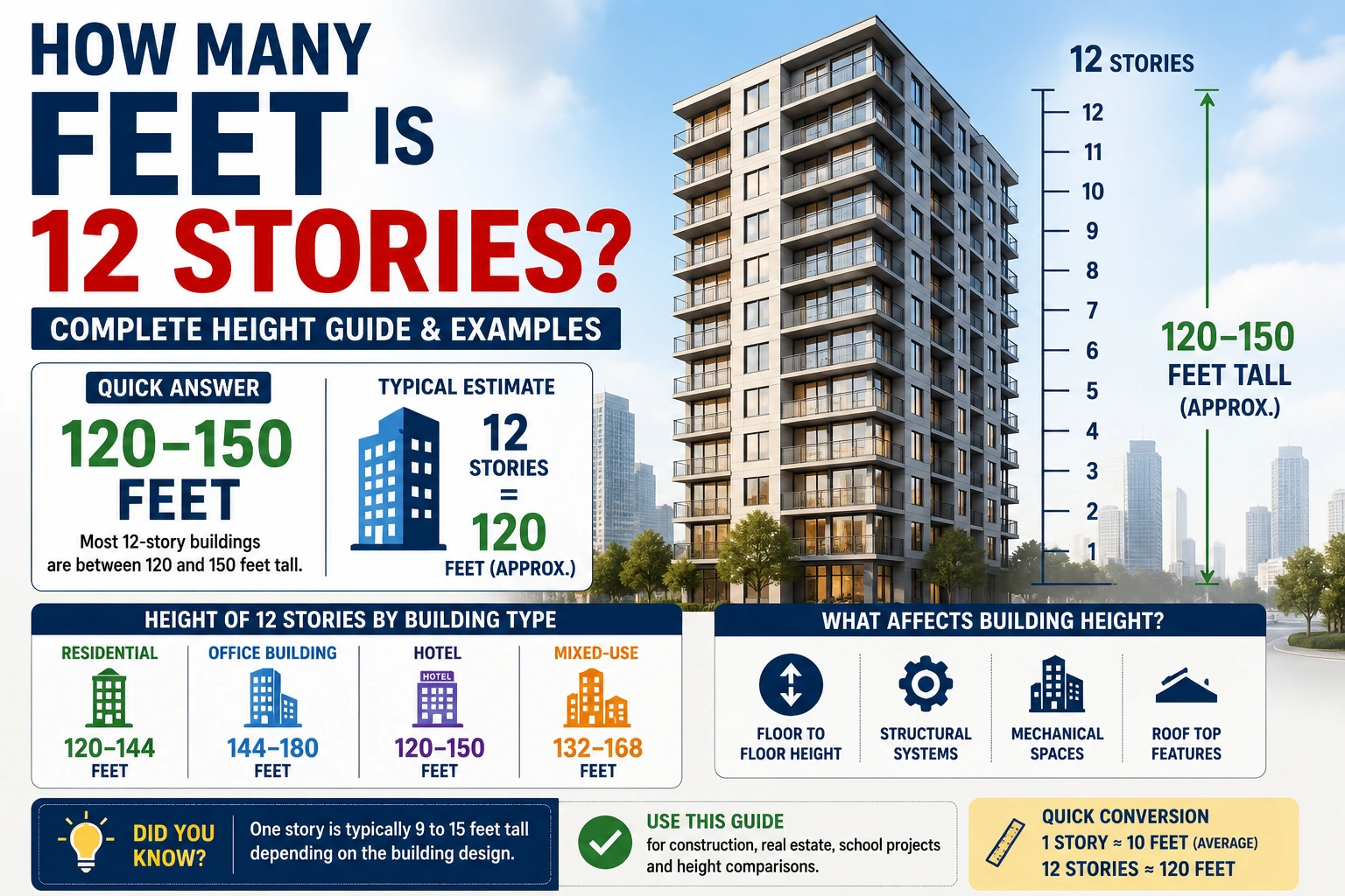 how many feet is 12 stories