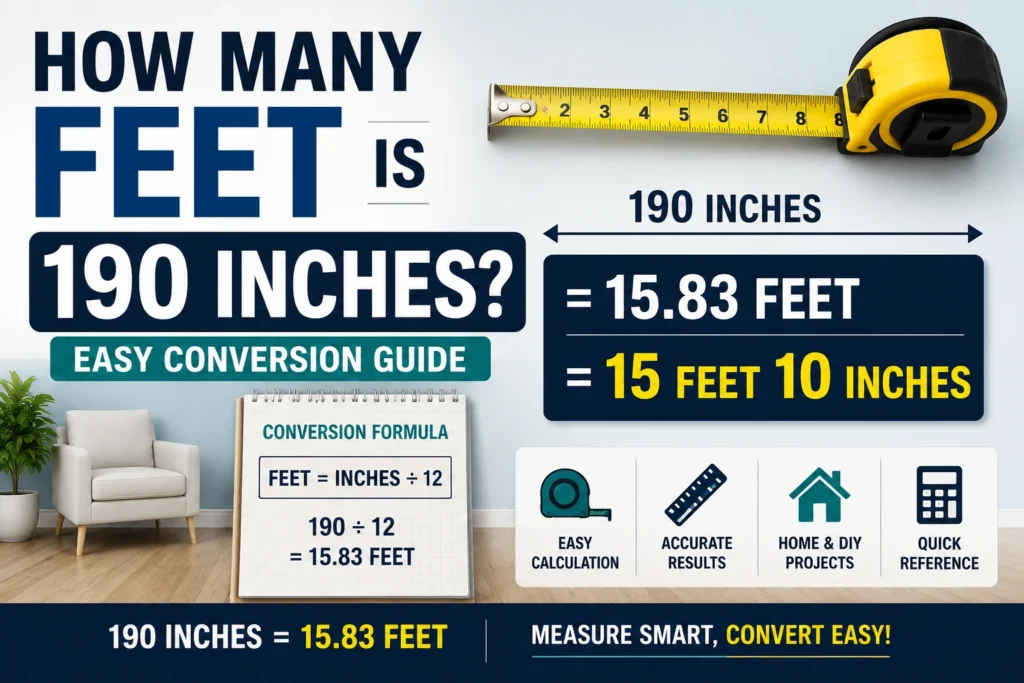 how many feet is 190 inches