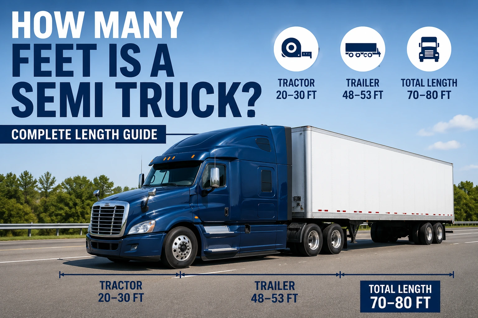 how many feet is a semi truck