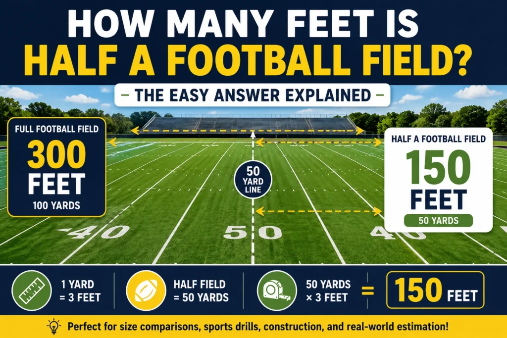how many feet is half a football field