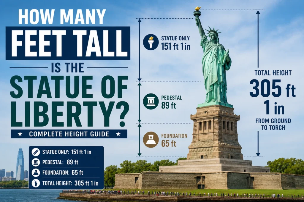 how many feet tall is the statue of liberty