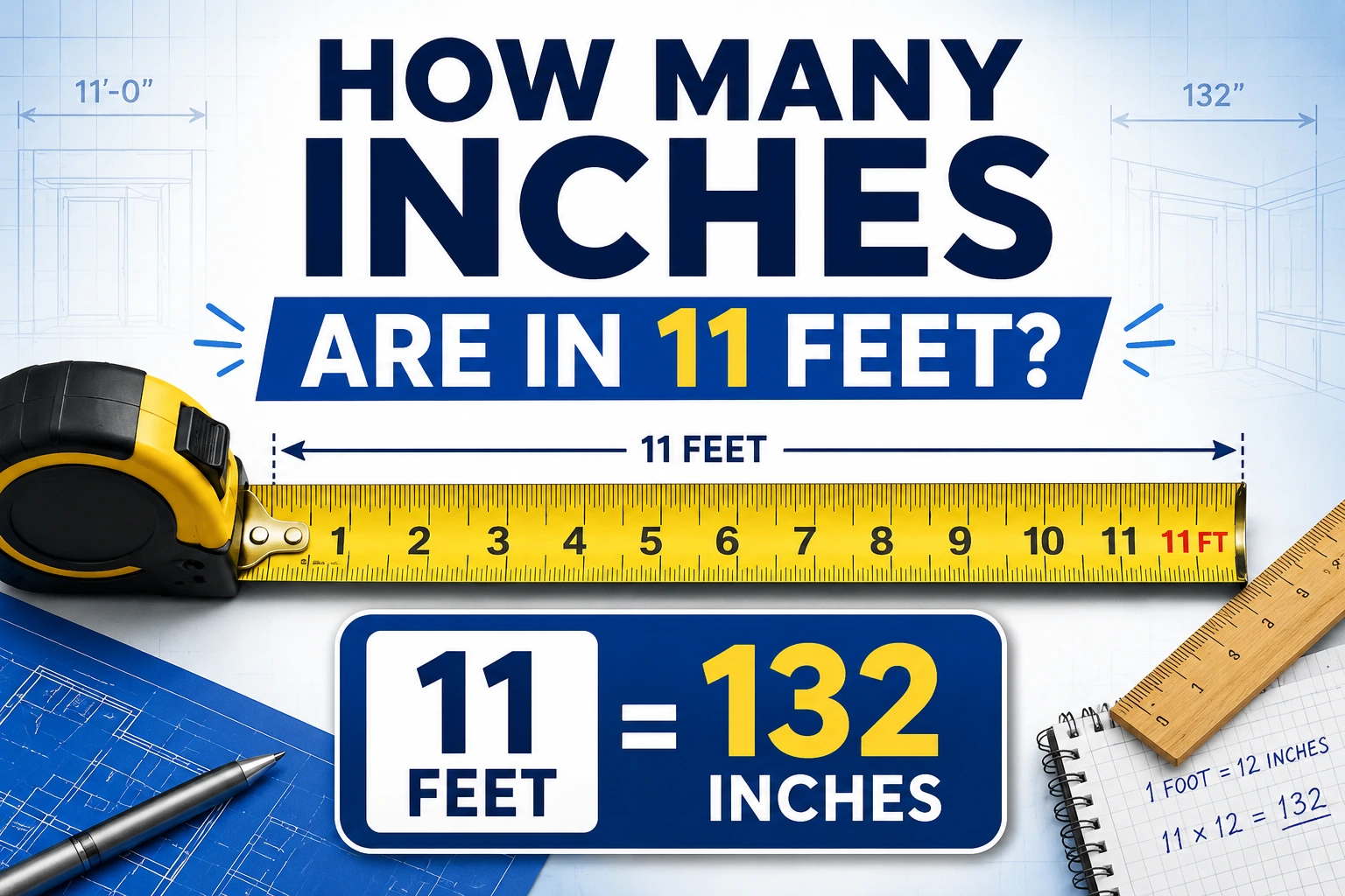 how many inches are in 11 feet