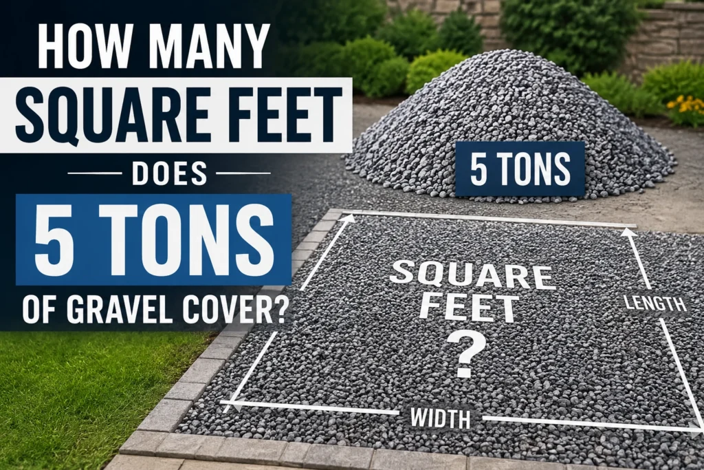 how many square feet does 5 tons of gravel cover