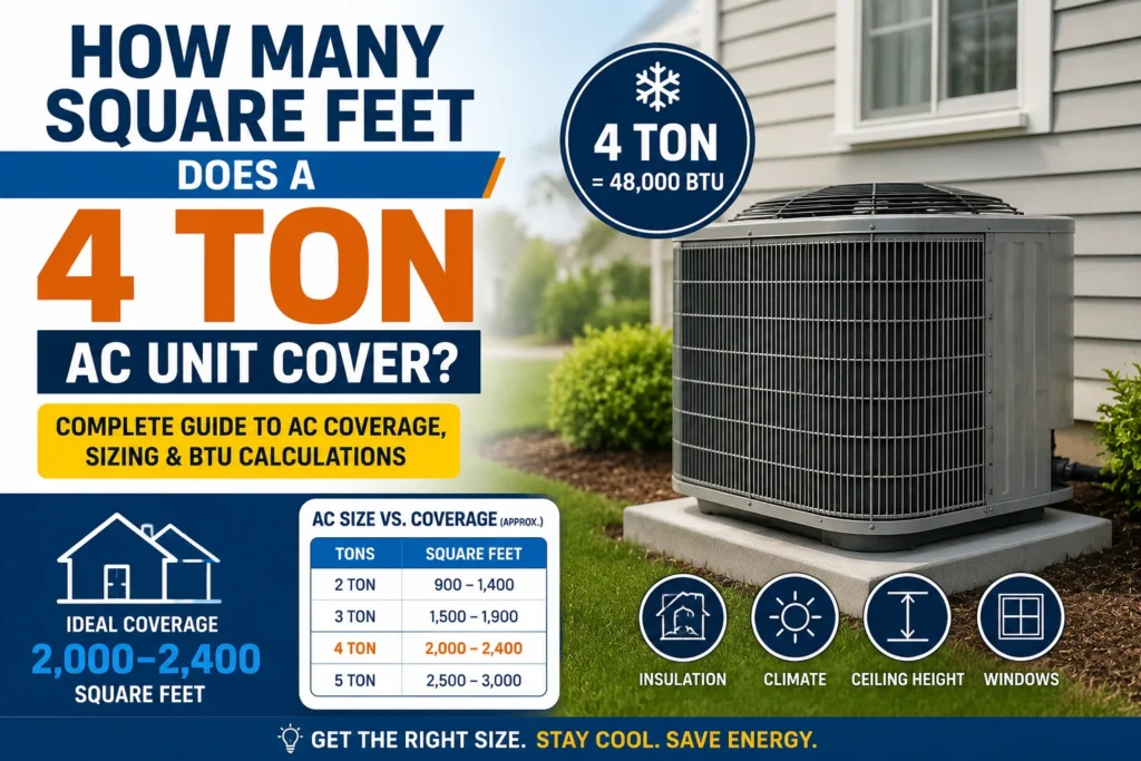 how many square feet does a 4 ton ac unit cover