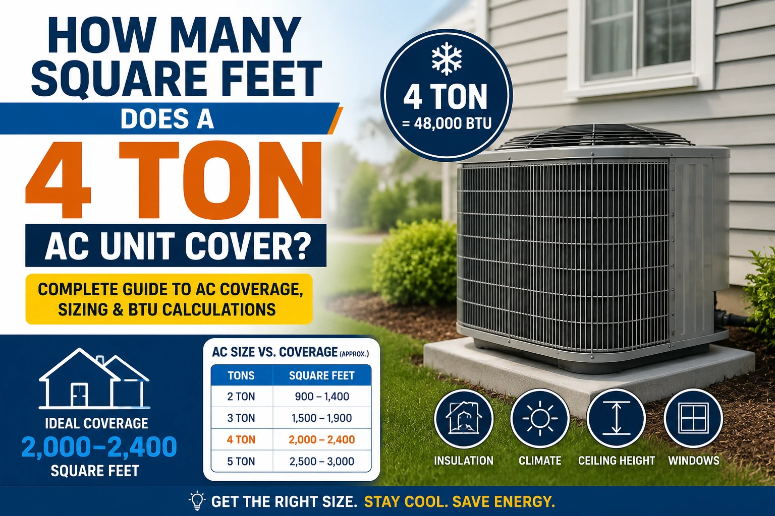 how many square feet does a 4 ton ac unit cover