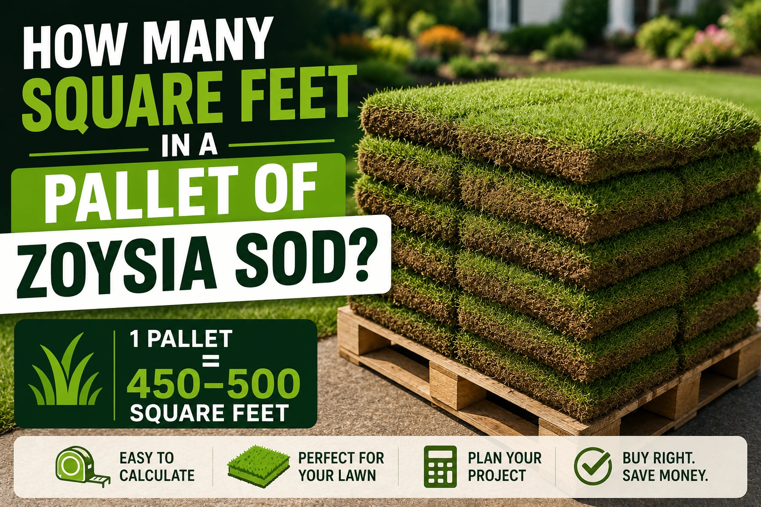 how many square feet in a pallet of zoysia sod