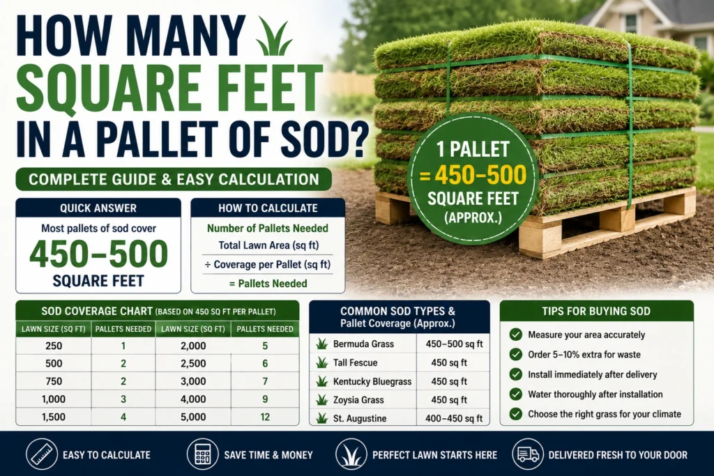 how many square feet in pallet of sod