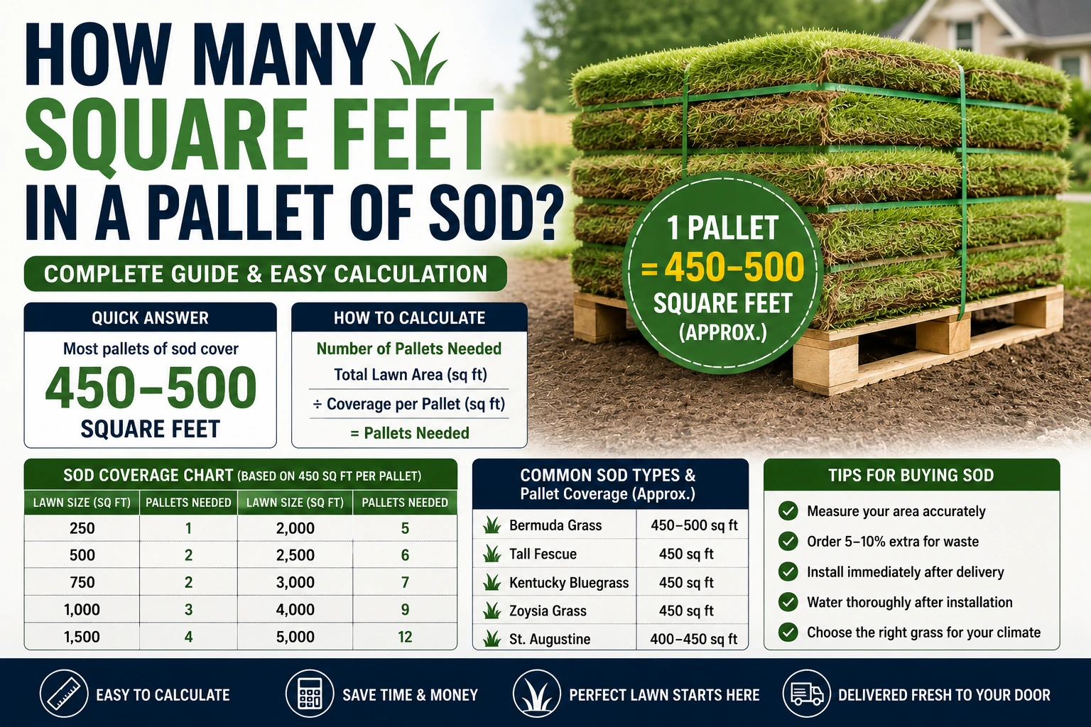 how many square feet in pallet of sod