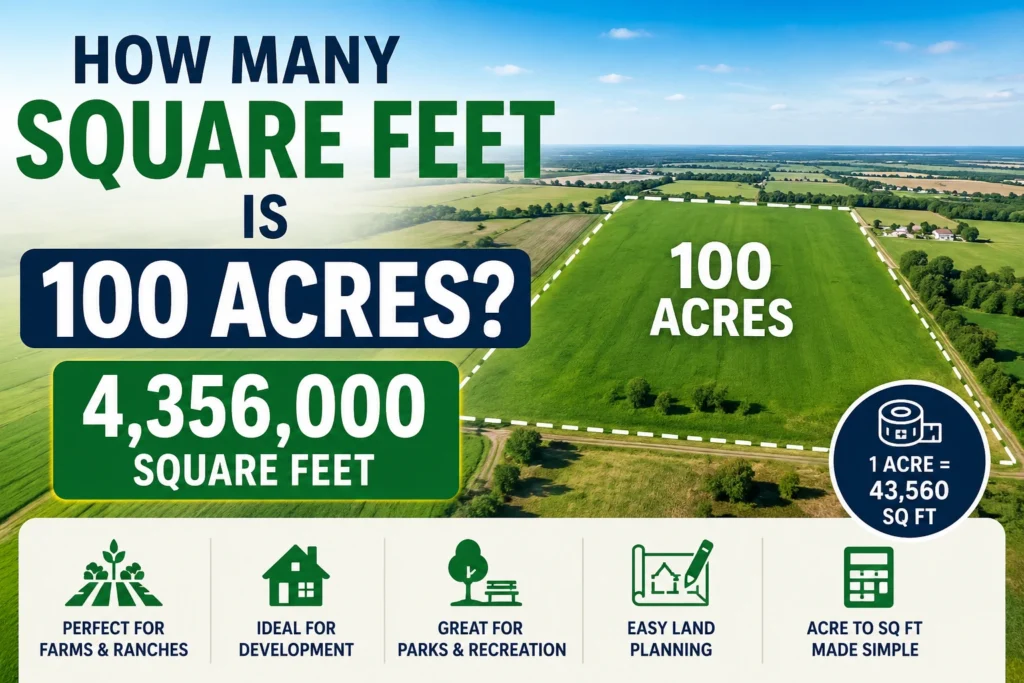 how many square feet is 100 acres