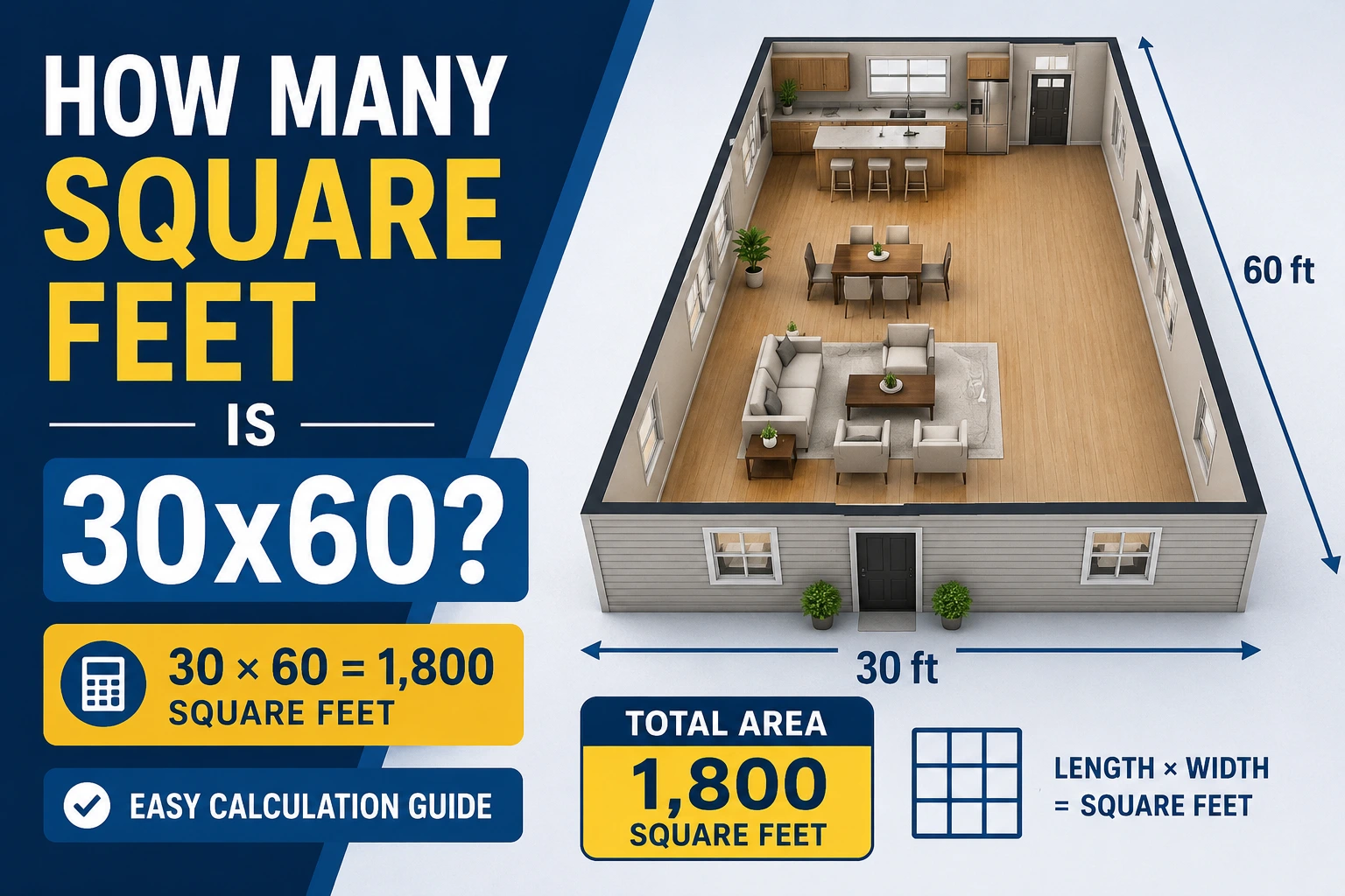 how many square feet is 30x60